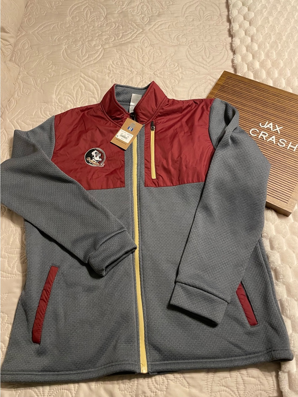 Rivalry Threads Gray and Maroon Full-Zip Jacket with Yellow Trim